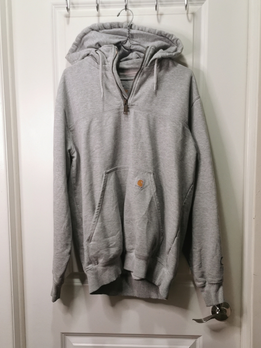 Carhartt Light Gray Zip-Neck‎ Hooded Sweatshirt
